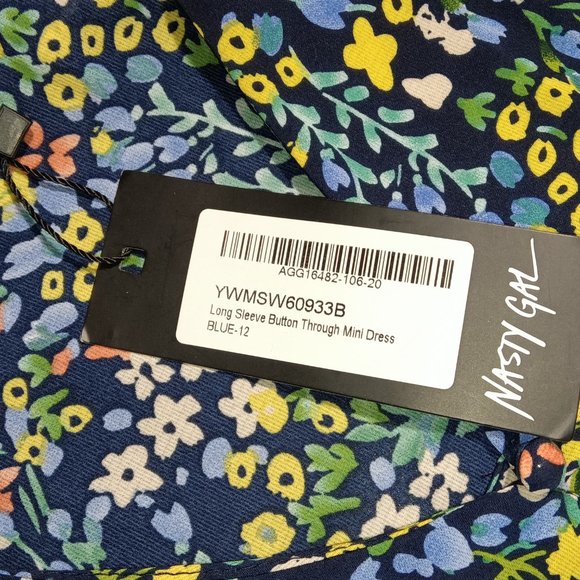 Nasty Gal Button Down V Neck Floral Print Tea Mini Dress Size 8 - Picture 9 of 9